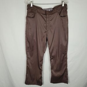 VTG Parasuco Jeans Extreme Fit Brown Nylon Satin Flared Pants Size 33 *FLAWS*